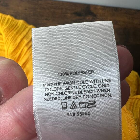 Express Satin V-Neck Flutter Sleeve Pleated Cutout Midi Dress Sz M Yellow Gold - Picture 11 of 11